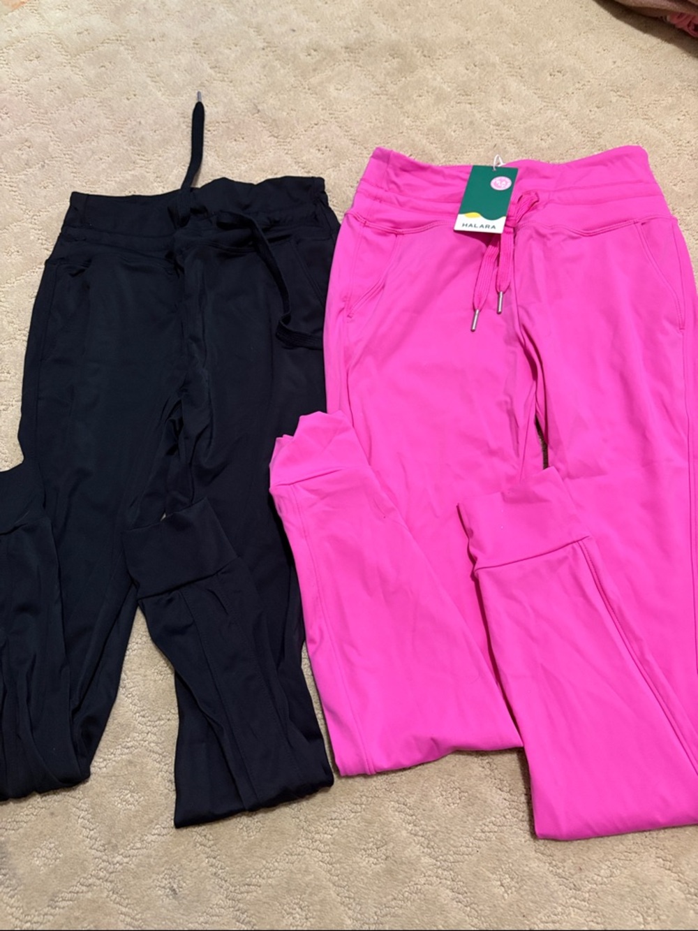 HALARA Black & Hot Pink Leggings - Drawstring Waist